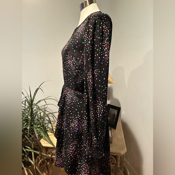 KATE SPADE CONFETTI PRINT SMOCKED SHIRT DRESS Zip Front Size 10 - Picture 5 of 16